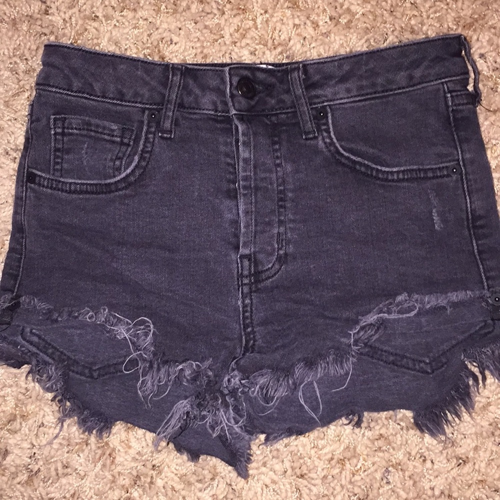 High-Waisted Black Denim Shorts